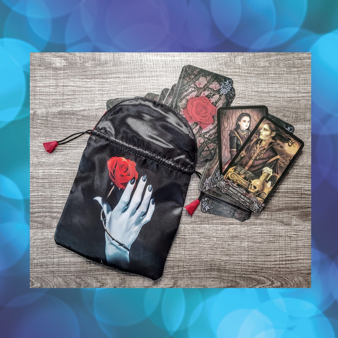 Rose in Hand Satin Drawstring Bag I Tarot and Oracle Card Bag - Etsy