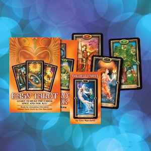 Kit de Tarot Fácil en Caja I Baraja y Libro de Tarot Dorado I Kit de Tarot para Principiantes