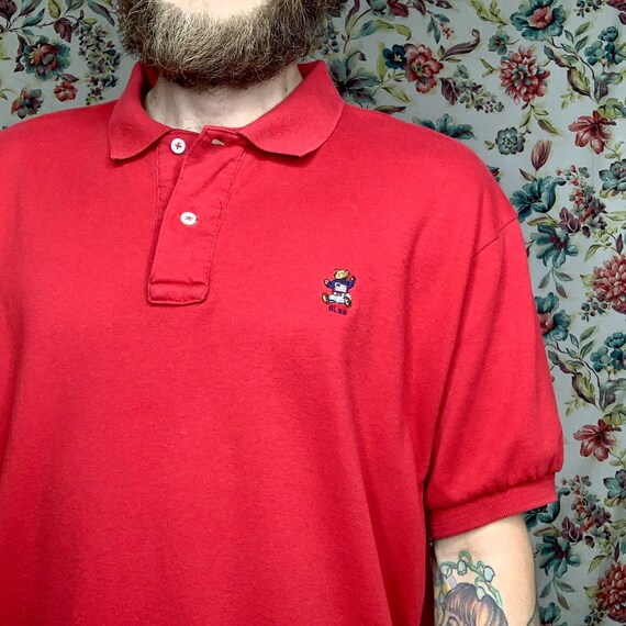 rl 92 polo bear polo 90's red vintage