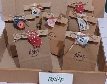 Mistery box. 5 pack da 3 dischetti struccanti in cotone biologico. Regalo Natale sostenibile. Fantasie miste.