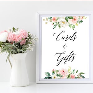 Blush Cards And Gifts Sign, Cards And Gifts Sign, Gift Table Sign, Floral Wedding Reception Sign, Wedding Gift Sign, Gifts Sign, P18