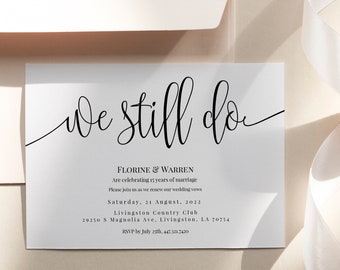 We Still Do Invites, Vow Renewal Invitation Template, Anniversary Wedding Invitation, 100% Editable, Printable, Instant Download, Templett