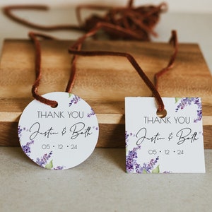 Lilac Thank You Tag Template, Favor Tag Printable, Wedding Thank You Tag, Round Favor Tag, 100% Editable, Shower Party Tag, Gift Tags, P59