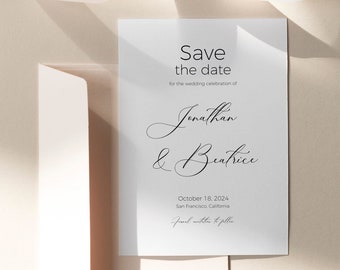 Elegant Save The Date Invitation Template, 100% Editable, Save Our Date, Instant Download, Printable, Modern Save The Date, Minimal, P51