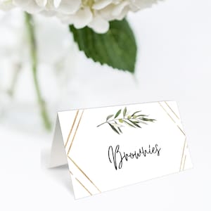 Gold Buffet Food Sign, Food Card Templett, Buffet Cards, Food Labels, Food Stations, Food Card, Greenery Food Card, Fully Editable, P22