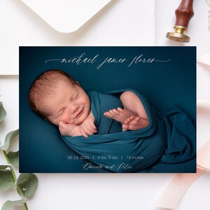 Plantilla de anuncio de nacimiento, tarjeta de anuncio de nacimiento con foto imprimible, 100% editable, género neutro, descarga instantánea, niño, niña, Templett