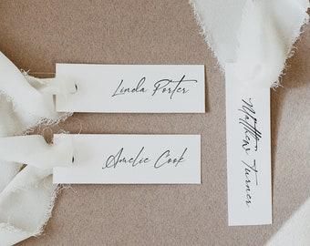 Modello di etichetta per nome moderno, etichetta per nome minimale, segnaposto per matrimonio sottile, segnaposto sottile, etichetta per nome stampabile, minimalista, Templett, P52