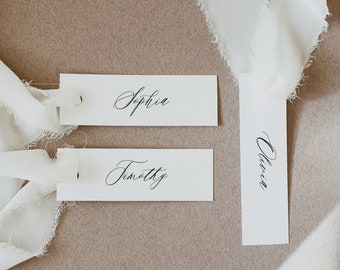 Modello di etichetta con nome semplice, etichetta con nome minimale, segnaposto per matrimonio sottile, segnaposto sottile, etichetta con nome stampabile, minimalista, Templett, P67