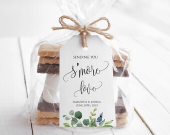 Greenery S'more Favor Tag Printable, Sending You Smore Love Tag, Thank You Tag Template, Printable, Gift Tag, 100% Editable, Templett, P17