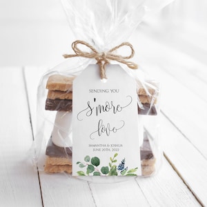 Greenery S&#39;more Favor Tag Printable, Sending You Smore Love Tag, Thank You Tag Template, Printable, Gift Tag, 100% Editable, Templett, P17