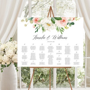Blush alfabetische zitplaatsen grafiek sjabloon, Floral zitplaatsen grafiek, Blush zitplaatsen grafiek, ABC zitplaatsen, bruiloft zitplaatsen Board, 100% bewerkbaar, P18
