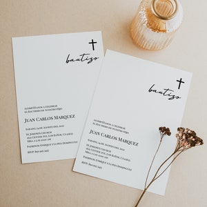 Invitacion de Bautizo, Bautizo Invitation In Spanish, Invitaciones Bautizo, Minimal Baptism, Mi Bautizo, Religious Invitation, Templett, P36