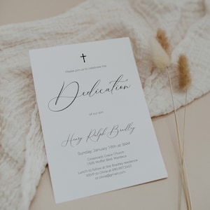Elegant Dedication Invitation, Dedication Template, Simple Religious Invite, Templett, 100% Editable, Modern, Classic, Printable, DIY, P51