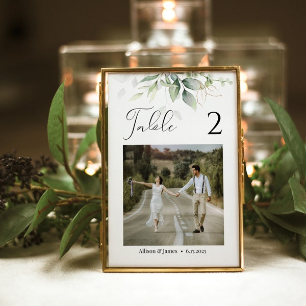 Table Numbers With Pictures Download Gold Greenery Table Numbers Template Wedding Table Numbers With Photo Reception Table Numbers DIY, P31