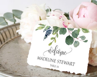 Place Card Template, Greenery Place Card, Wedding Place Card Template, Name Card, Seating Card, Printable File, Greenery Name Card, P17