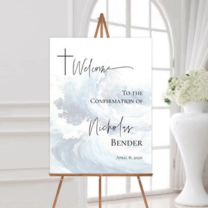 Blue Confirmation Welcome Sign Template Religious Welcome Sign Editable ...