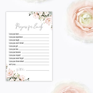 Blumengebete für Baby Karte, bedruckbar, rosa Rose Gebete für Baby Karte, druckbare Taufkarte, Gebete für Baby, Mädchengebetskarte, P30