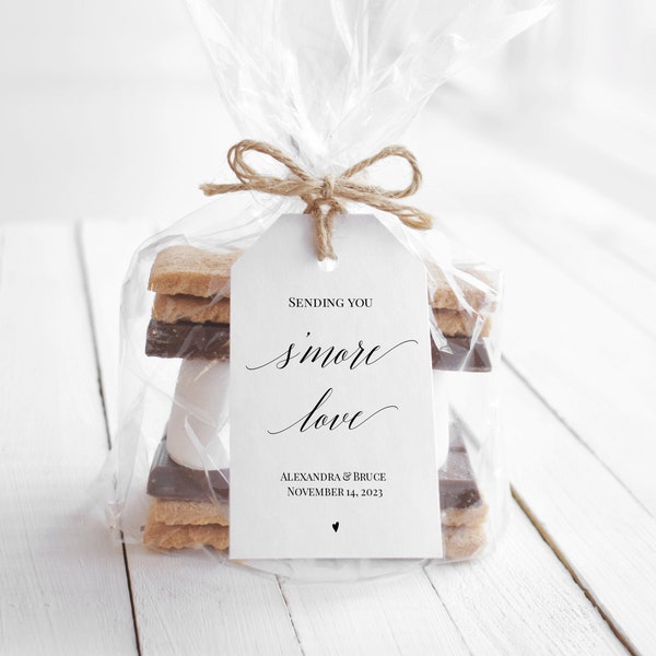 Classic S'more Favor Tag Printable, Sending You Smore Love Tag, Thank You Tag Template, Printable, Gift Tag, 100% Editable Tag, P46