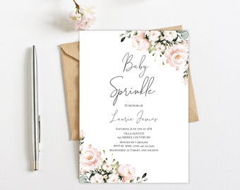 Baby Sprinkle Invitation Template, Girl Baby Sprinkle Invitation, Editable Baby Sprinkle, Baby Sprinkle, Baby Shower, Birthday Invite, P30