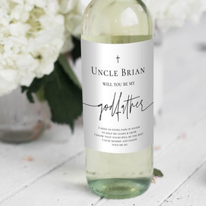 Asking Godfather Template Download Modern Godparents Proposal Simple Will You Be My Godfather Label Minimal Godfather Wine Bottle label, P79