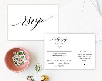 Classic RSVP Postcard Template, Simple RSVP Postcard, Printable Rsvp, Double Sided RSVP, Instant Download, Kindly Reply, Minimal Rsvp, P46