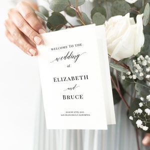 Classic Wedding Program Template, Folded Booklet, Ceremony Template, Folded Wedding Program, Minimalist, Catholic Ceremony Program, P46