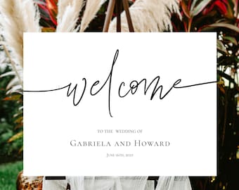 Wedding Welcome Sign Template Download Welcome To Our Wedding Minimalist Welcome Landscape Modern Welcome Minimal Simple 100% Editable, P79