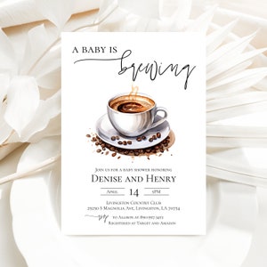 Ein Baby braut Baby Shower Einladung Vorlage Kaffee Baby Shower Printable Sofortiger Download Kaffee Thema Baby einladen bearbeitbar Templett