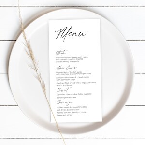 Modern Menu Card Template, Simple Menu, Minimal Wedding Menu, 100% Editable, Printable Menu, Dinner Menu, Minimalist, DIY, Templett, P52