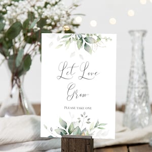 Gold Greenery Let Love Grow Sign, Let Love Grow, Seed Favors sign, Succulent Favor Sign, Instant Download, Favors Sing, Printable, Gold, P31