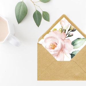 Blush Envelope Liners, Envelope Liners, A7 Euro Flap, A7 Envelope Liners, Printable Envelope Liners, Watercolor Florals, Envelope Liner, P30
