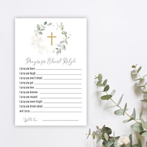 Oraciones de vegetación dorada para plantilla de tarjeta de bebé, 100% editable, tarjeta imprimible, tarjeta de bautismo, oraciones para bebé, Templett, descarga instantánea, P31