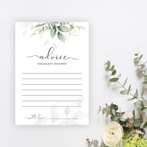 Gold Greenery Advice For The Couple Card, Advice For The Bride, Wedding Shower Advice, Words Of Wisdom, Baby Shower Advice, Templett, P31