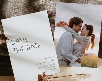 Simple Modern Save The Date Invitation Template, 100% Editable, Minimalist Save Our Date, Elegant, Printable, DIY Save The Date, P58