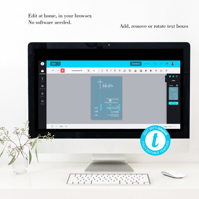 Dusty Blue Dedication Invitation Template Simple Dedication Boy ...