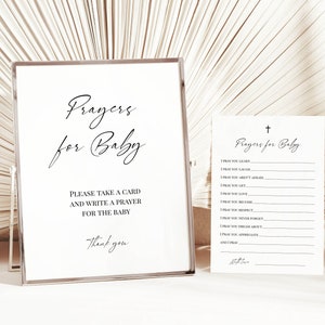 Oraciones modernas IMPRESAS para tarjetas de bebé Oraciones impresas y enviadas para signo de bebé Ideas de celebración religiosa simple Tarjeta de oración Mínimo P79