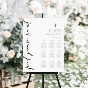 Minimalist Seating Chart Template, Religious Seating Chart, Confirmation Seating Plan, Baptism Seating Board, Printable, Templett, DIY, P74
