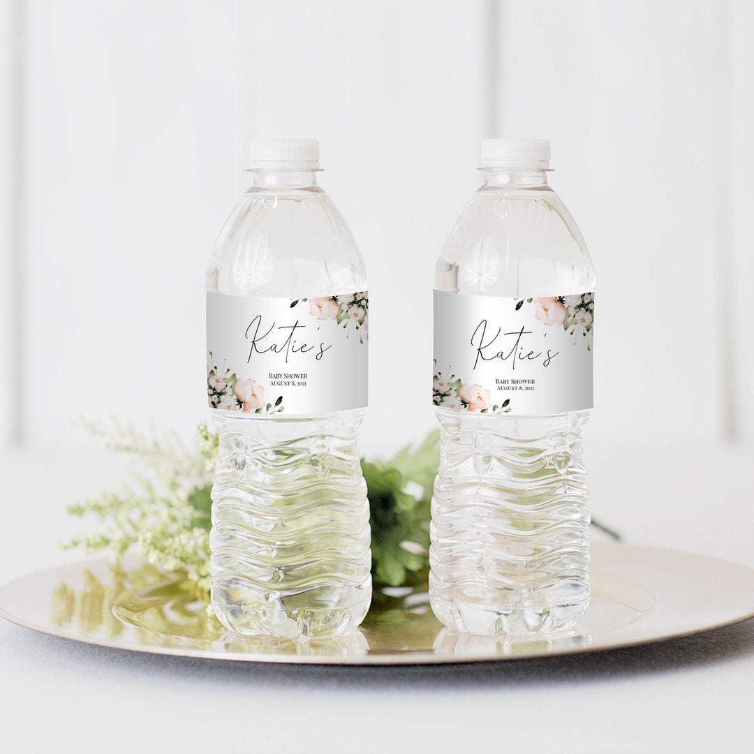 Blush Water Bottle Label, Water Bottle Label Template, DIY Wedding ...