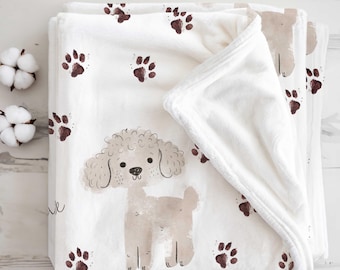 Manta personalizada para poodle, presente para amante de poodles, manta de aniversário para poodle, manta de boas-vindas para poodle, manta personalizada com nome de poodle N19