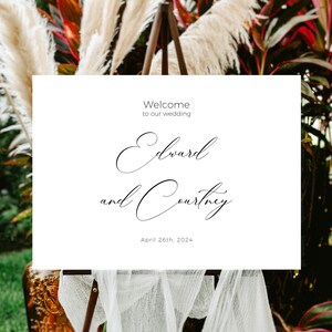 Elegant Wedding Welcome Sign Template, Welcome To Our Wedding, 100% Editable, Landscape Welcome, Instant Download, Calligraphic, Simple, P51