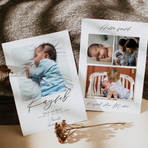 Photo Baby Birth Announcement Template Printable Baby Arrival Greeting Editable Gender Neutral Baby Introduction Card New Baby Templett