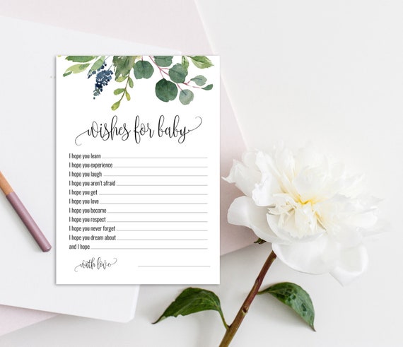 Wishes for Baby Card Baby Shower Wishes Printable Baby - Etsy