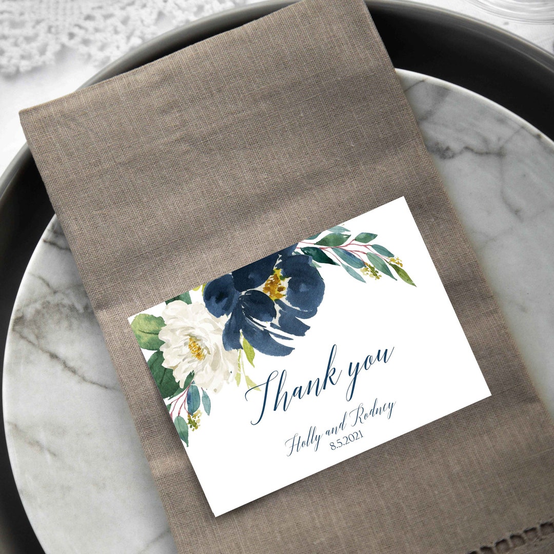 Navy Thank You Card, Thank You Card Templett, Editable Thank You Card