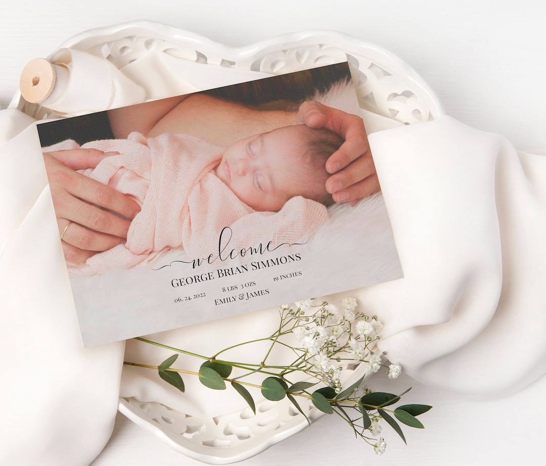 Birth Announcement Template, Printable Photo Birth Announcement Card ...