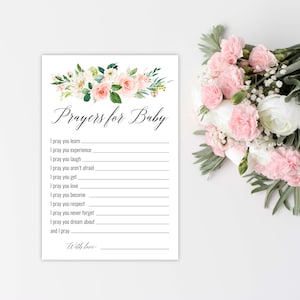 Blush Prayers For Baby Card, Prayers for Baby Card, Printable Prayers for Baby Card, Printable Baptism Card, Prayers For Baby, Prayers, P18