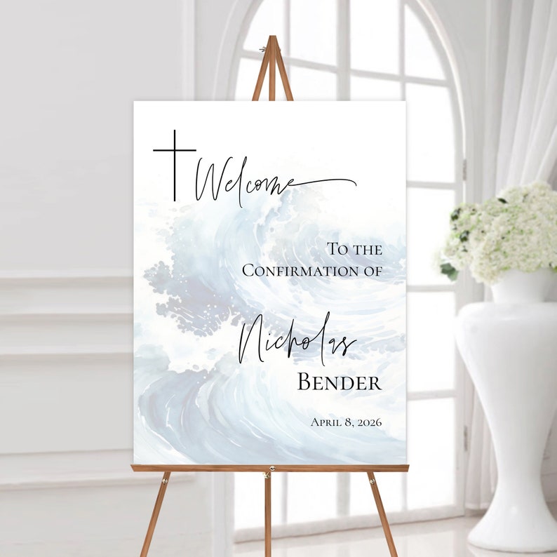 Blue Confirmation Welcome Sign Template Religious Welcome Sign Editable ...