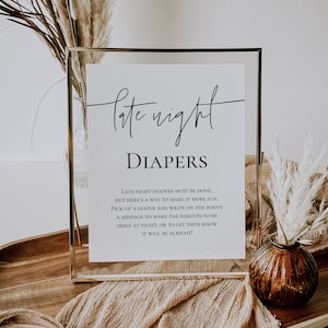 Late Night Diapers Sign Template Diaper Thoughts Editable Diaper Sign Minimal Diaper Notes Digital Simple Diaper Advice DIY, Templett, P79