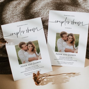 Couples Shower Invitation With Photo Digital Couples Shower Template Minimalist Editable Wedding Shower Invite Simple Printable Templett P79