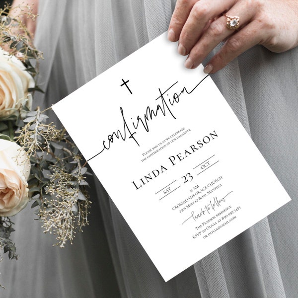 Confirmation Invitation Template Download Modern Confirmation DIY Religious Invite Editable Printable Confirmation Gender Neutral Invite P79