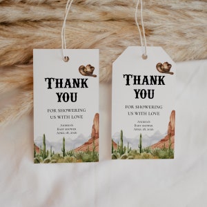 Cowboy Thank You Tag Country Themed Baby Shower Favor Tag Printable Boy Baby Shower Thank You Tag Western Baby Shower Party Templett, P98